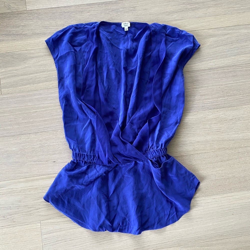 Aritzia Wilfred peplum silk blouse